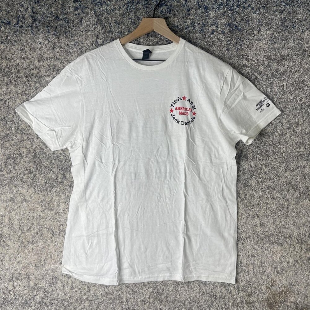 Tito's Jack Daniel's Shirt Mens Large White Fireworks Graphic Made in Italy‎